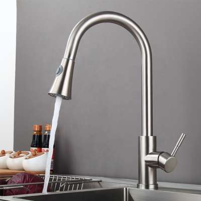 Low price stainless steel brushed hot cold single handle pull out flexible kitchen skin mixer tap