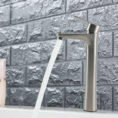 modern brushed single handle water tap bathroom stainless steel  basin mixer faucet