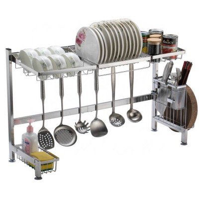 HELI Guangdong Supplier Stainless Steel Kitchen Over Sink Dish Drying Rack Supplies Storage Counter Organizer Dish Drainer