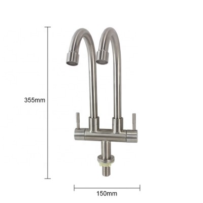 Hot sale high quality  SS304 single hot and cold water kitchen faucet,double tube convenience luxury whosale kitchen faucet